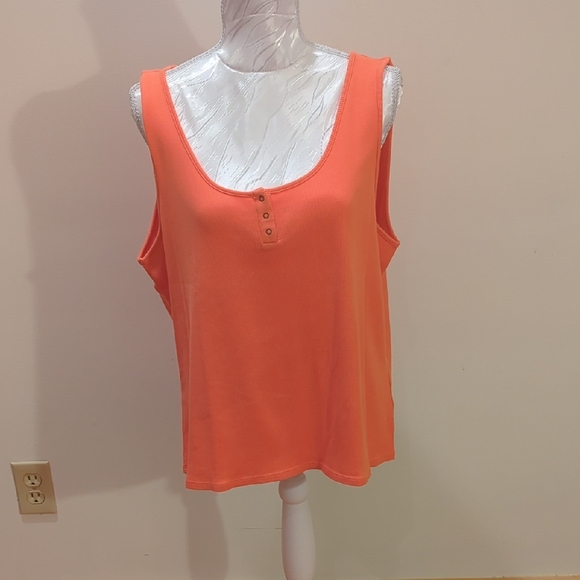 J. Jill Orange Relaxed Buttoned Tank Top - Picture 1 of 6